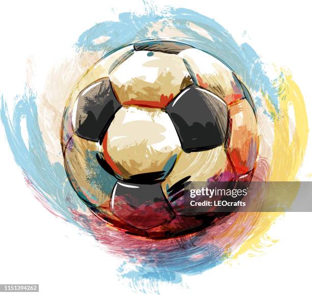 illustrazioni stock, clip art, cartoni animati e icone di tendenza di disegno palla da calcio - soccer ball