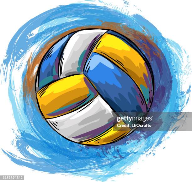 volleyball drawing - volleyball ball stock illustrations