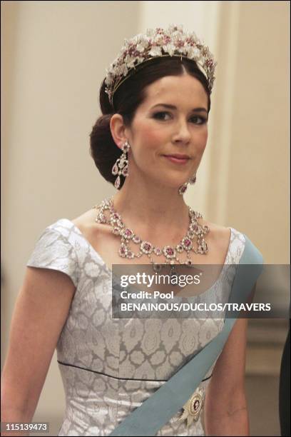 Wedding of Prince Frederik and Mary Elisabeth Donaldson, dinner in Christianborg palace in Copenhagen, Denmark on May 11, 2004 - Mary Elisabeth...