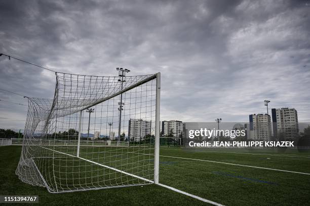 This picture taken on June 21, 2019 shows a general view of AS Minguettes football club stadium, the first club of France's defender Amel Majri, in...