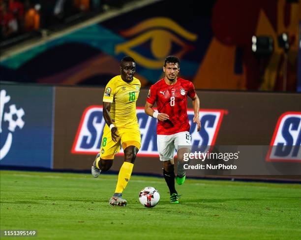 Ahmed Hassan Mohamed Abdelmonem Mohamed Mahgoub of Egypt in front of Tarek Hamed of Egypt during the African Cup of Nations match between Egypt and...