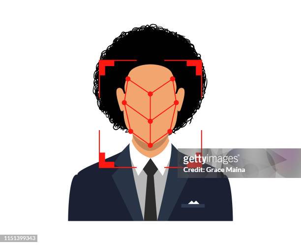bio-metriken of a man, face detection, recognition and identification - pin eingabe stock-grafiken, -clipart, -cartoons und -symbole