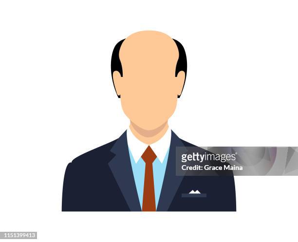 ilustrações de stock, clip art, desenhos animados e ícones de blank face avatar of a man with a bald head - white people