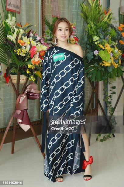 Singer Joey Yung attends a promotional event for appliance brand Broadway on May 24, 2019 in Hong Kong, China.
