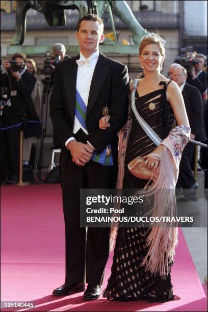 Wedding of Crown Prince Frederik and Miss Mary Elisabeth Donaldson: Arrivals for the gala performance in the Royal theatre in Copenhagen, Denmark on...