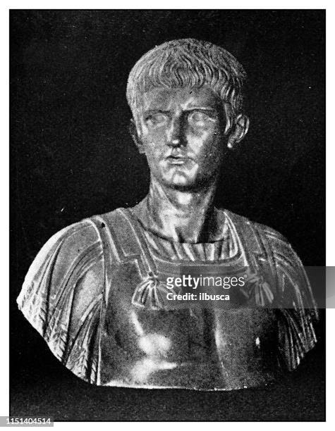 atlas der klassischen porträts-roman: statue von caligula - caligula stock-grafiken, -clipart, -cartoons und -symbole