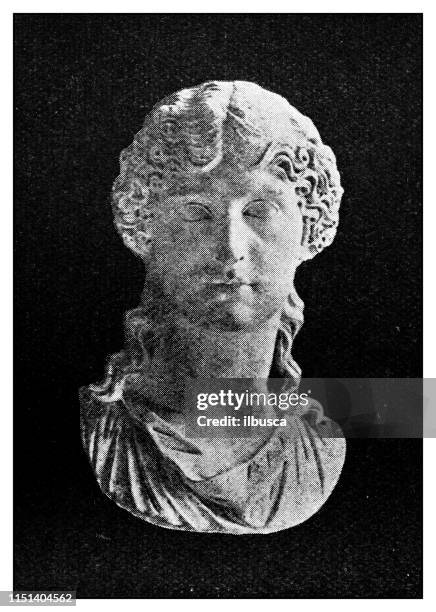 atlas of classical portraits - roman: statue of agrippina - woman atlas statue stock illustrations