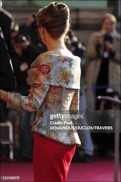 Wedding of Crown Prince Frederik and Miss Mary Elisabeth Donaldson: Arrivals for the gala performance in the Royal theatre in Copenhagen, Denmark on...