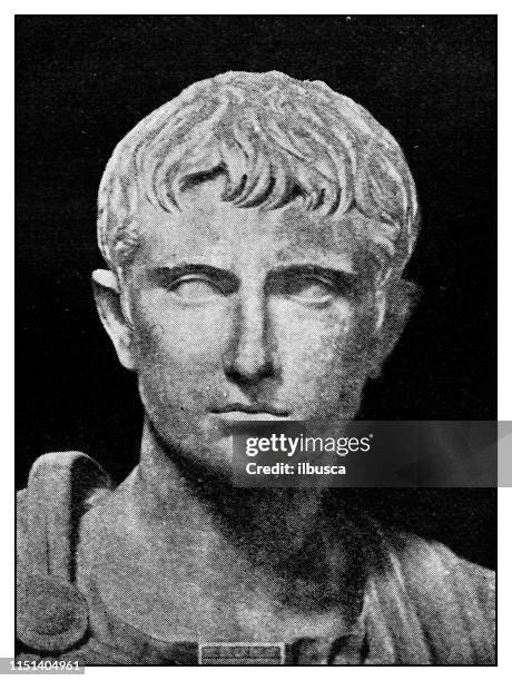 atlas of classical portraits - roman: statue of augustus - augustus caesar stock illustrations