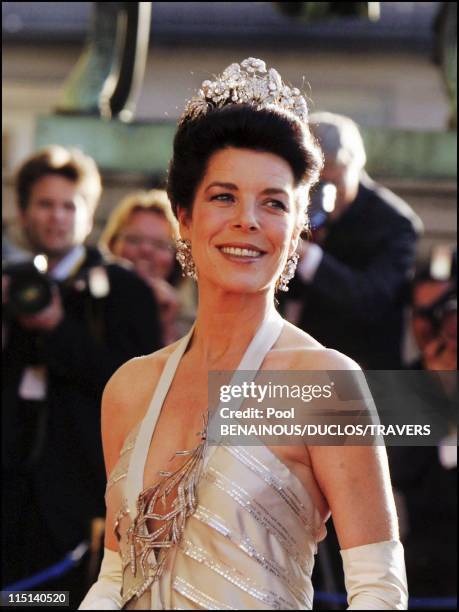 Wedding of Crown Prince Frederik and Miss Mary Elisabeth Donaldson: Arrivals for the gala performance in the Royal theatre in Copenhagen, Denmark on...
