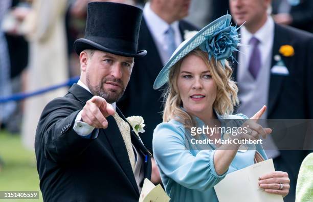 Peter Phillips and Autumn Phillips on day five of Royal Ascot at Ascot Racecourse on June 22, 2019 in Ascot, England.