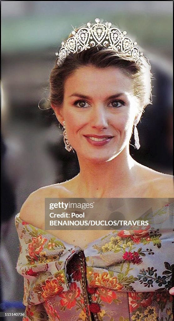 Photomontage: Royal Wedding In Madrid: Which Diadem For Letizia? In Madrid, Spain On May 14, 2004.