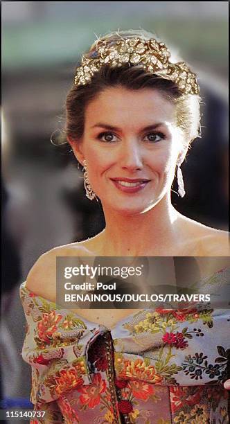 Photomontage: Royal wedding in Madrid: Which diadem for Letizia? in Madrid, Spain on May 14, 2004 - Diadem of diamond flowers offered to Sophia by...