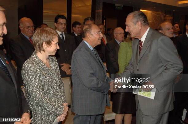 French President state visit in Beijing, China on October 25, 2006 - Laurence Parisot Chairwoman of MEDEF and Serge Dassault Chairman of Dassault...