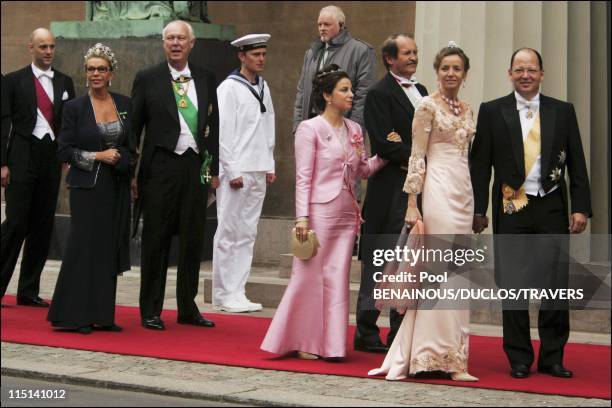 Wedding of Prince Frederik of Denmark and Mary Donaldson: arrivals at the cathedral in Copenhagen, Denmark on May 14, 2004 - Marina and prince...