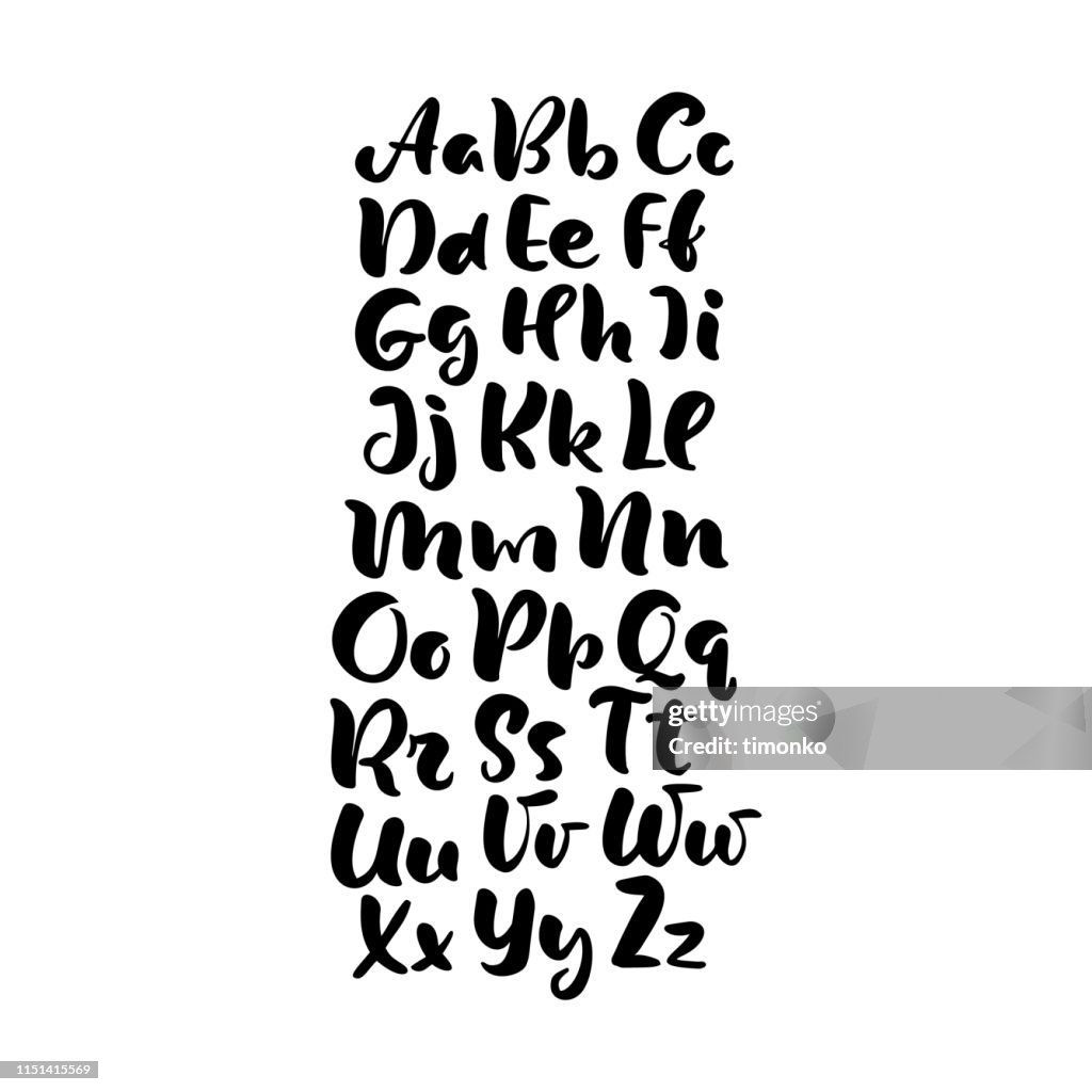 Not Cursive Hand Lettering Hand Lettering Alphabet Design Handwritten Brush Script Modern ...