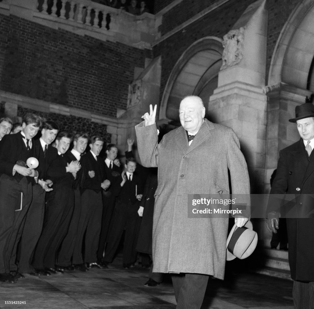 Winston Churchill at Harrow School 1953