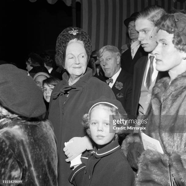 Lady Churchill and Emma Soames at the wedding of Richard Rhys and Lucy Rothenstein. 1959.