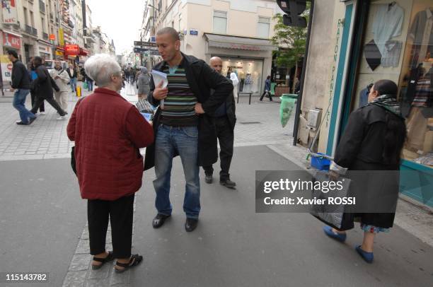 Djamel Bouras MoDem candidate with legislatives in Seine-Saint-Denis, France on May 30, 2007 - In the streets of Saint Denis.