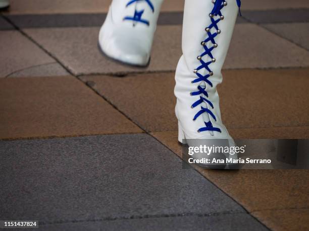 girls with white boots in a majorettes performance in salamanca - majorette stock pictures, royalty-free photos & images