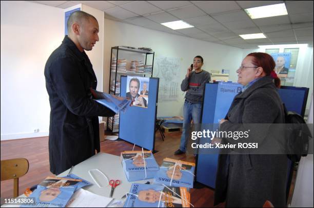 Djamel Bouras MoDem candidate with legislatives in Seine-Saint-Denis, France on May 30, 2007 - In the interior of his permanence in Saint Denis.