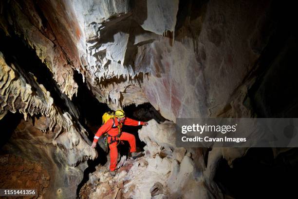 caving in spain - spelunking stock-fotos und bilder