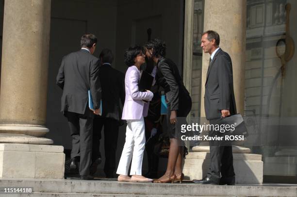 Arrivals at the first ministers' cabinet meeting after a government reshuffle following legislative elections at the Elysee Palace in Paris, France...