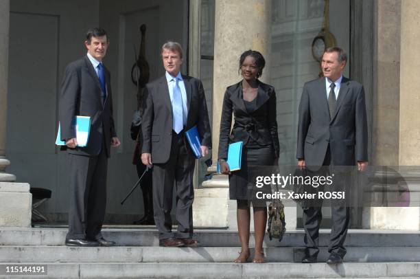 Arrivals at the first ministers' cabinet meeting after a government reshuffle following legislative elections at the Elysee Palace in Paris, France...