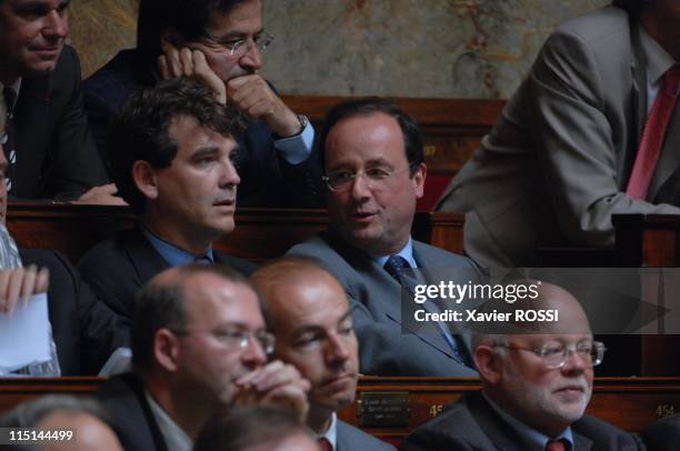 First session after June's parliamentary election at French National Assembly in Paris, France on June 26, 2007 - Arnaud Montebourg, Francois...