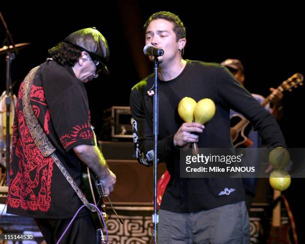 Santana Performs in Los Angeles, United States on October 02, 2004 - Carlos Santana and vocalist Andy Vargas perform live at the Greek Theatre.