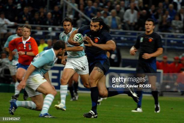 Argentina Upsets France 17-12 in Rugby World Cup Opening Match in Paris, France on September 07, 2007 - Sebastien Chabal.