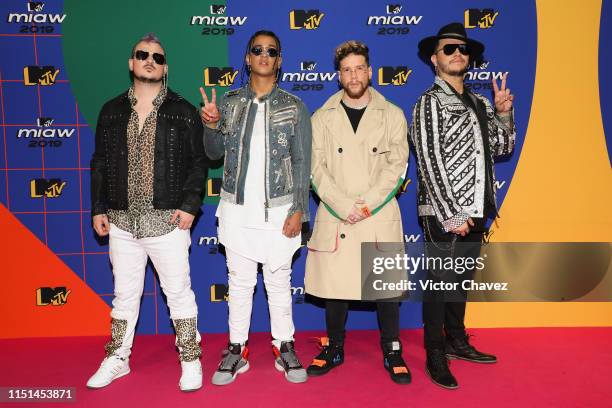 Piso 21 attend the red carpet of the MTV MIAW Awards at Palacio de los Deportes on June 21, 2019 in Mexico City, Mexico.