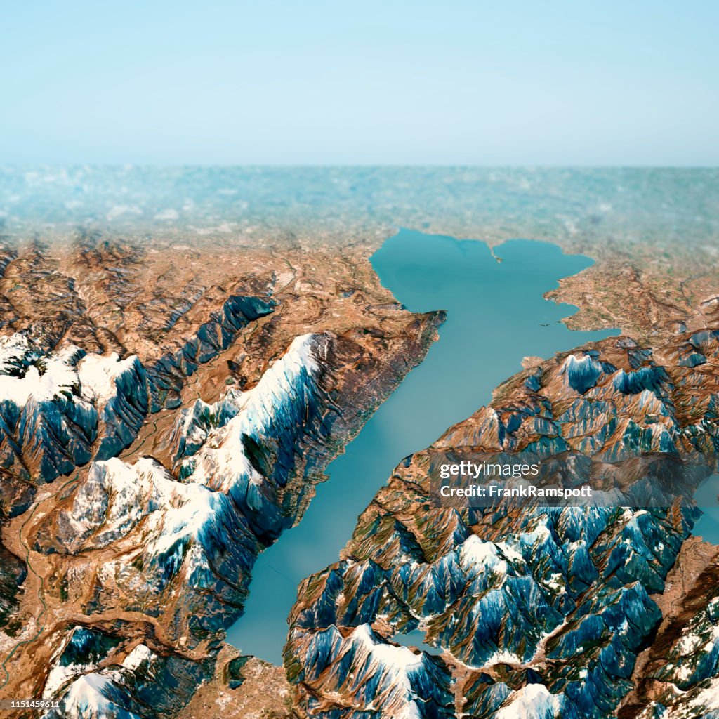 Lago Di Garda 3D Render Horizon Aerial View ab Nord-Feb 2019