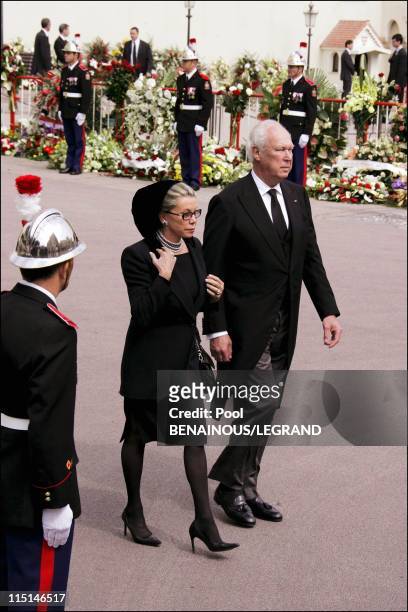 Funeral of Prince Rainier III of Monaco in Monaco City, Monaco on April 15, 2005 - Victor Emmanuel of Savoy and wife Marina.