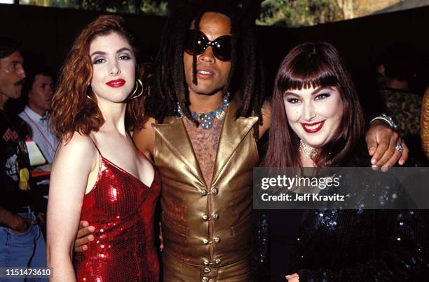 Lenny Kravitz, Wendy Wilson, and Carnie Wilson at the 1991 MTV Video Music Awards at in Los Angeles, California.