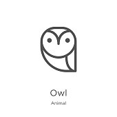 owl icon vector from animal collection. Thin line owl outline icon vector illustration. Outline, thin line owl icon for website design and mobile, app development.