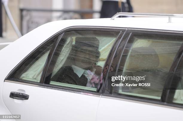 French president Nicolas Sarkozy welcomes Libyan leader Moamer Kadhafi at the French Elysee Palace in Paris, France on December 10, 2007 - French...