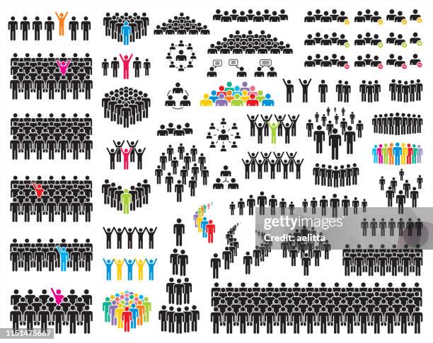 illustrations, cliparts, dessins animés et icônes de icônes de personnes - foule workplace