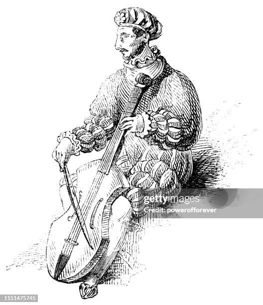 illustrations, cliparts, dessins animés et icônes de musicien jouant une viole-16ème siècle - style du xvième siècle