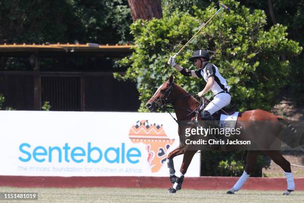 Harry, Duke of Sussex of Team Sentebale St Regis rides during the Sentebale ISPS Handa Polo Cup at Roma Polo Club on May 24, 2019 in Rome, Italy....