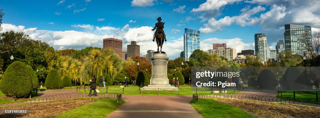 George Washington Statue Panorama in Boston Massachusetts USA