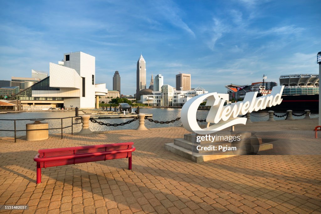 Downtown Cleveland City skyline in Ohio Verenigde Staten