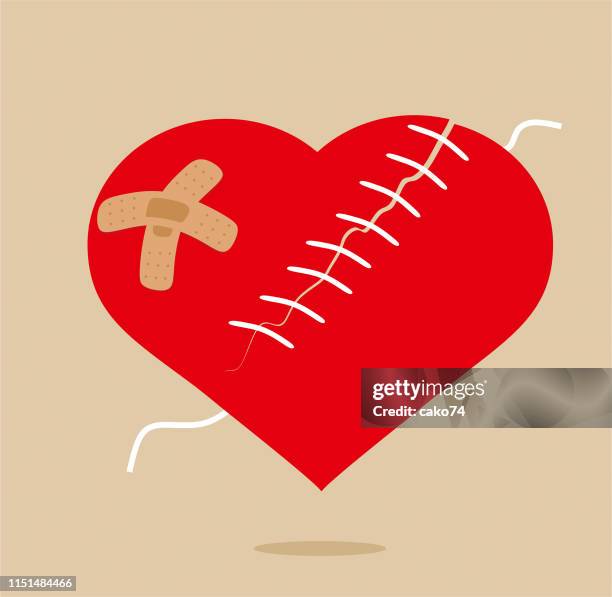 patched heart cartoon style - scar stock illustrations