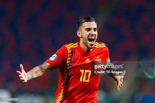 Dani Ceballos of Spain celebrates after scoring his team's fourth goal during the 2019 UEFA U-21 Group A match between Spain and Poland at Renato...