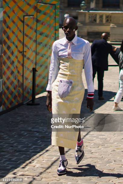 Guest is seen at Street Style : Paris Fashion Week - Menswear Spring/Summer 2020 : Day 5 At Thom Browne fashion show, 22 June 2019, Paris, France