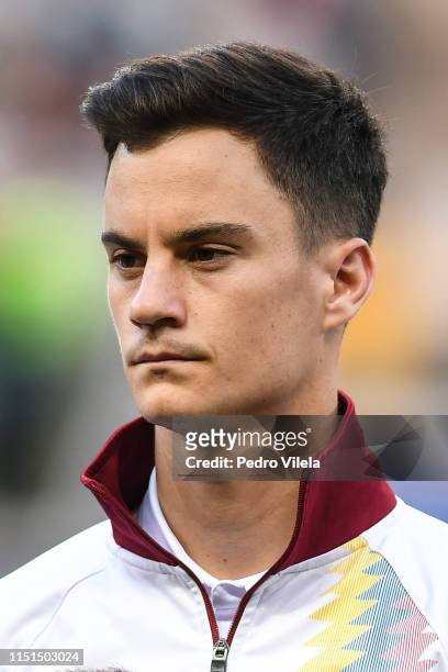 Juan Pablo Añor of Venezuela looks on prior to the Copa America Brazil 2019 group A match between Bolivia and Venezuela at Mineirao Stadium on June...