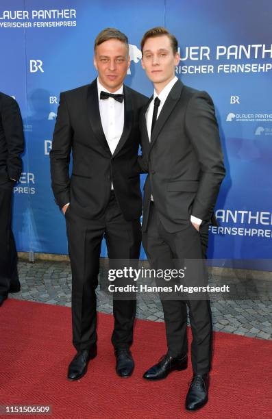 Tom Wlaschiha and actor Rick Okon attend the Bayerische Fernsehpreis 2019 at Prinzregententheater on May 24, 2019 in Munich, Germany.