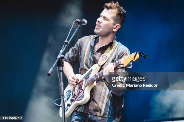 Rodrigo Caamaño from the band Triangulo de Amor Bizarro performs on stage during Tomavistas Festival on May 24, 2019 in Madrid, Spain.