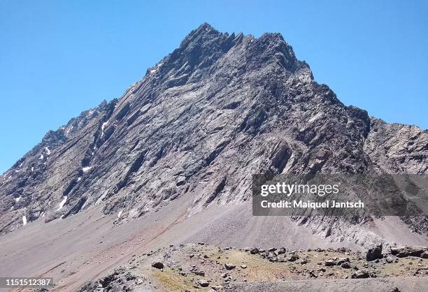 crossing the andes. the highest mountains of the american continent. - mount aconcagua stock pictures, royalty-free photos & images