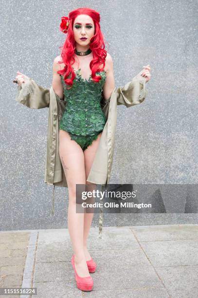 Cosplayer in character as Poison Ivy during Day 1 of London MCM Comic Con 2019 at ExCel on May 24, 2019 in London, England.